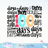 100 Days Of School Sublimation design, png for sublimation, Retro School design, School life PNG