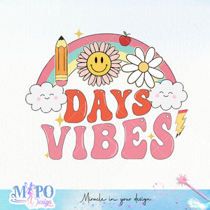 100 Days Vibes sublimation design, png for sublimation, Retro School design, 100 days of school PNG