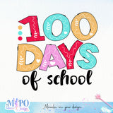 100 days of school Sublimation design, png for sublimation, Retro School design, School life PNG