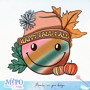 Happy fall yall sublimation design, png for sublimation, Autumn PNG, Retro autumn PNG