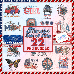 Retro Sunflower America Bundle, 4th Of July PNG Bundle, 4th Of July Sublimation Design