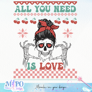 All You Need is Love SVG design, svg for sublimation, Valentine SVG, Retro Valentine ugly sweater SVG