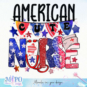 American cute nurse sublimation design, png for sublimation, 4th Of July Png, Independence Day vibes PNG