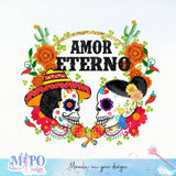 Amor Eterno sublimation design, png for sublimation, Day of the dead vibes png, halloween events png