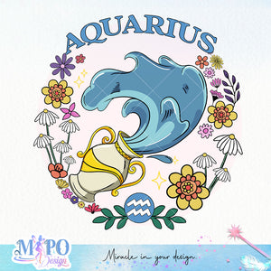 Aquarius sublimation design, png for sublimation, Zodiac PNG, Birthday PNG