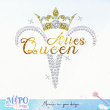 Aries queen sublimation design, png for sublimation, Event vibes PNG, Birthday PNG