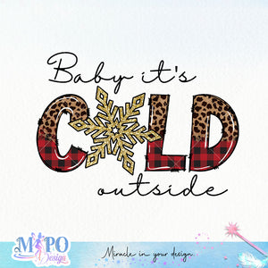 Baby it's cold outside sublimation design, png for sublimation, Christmas PNG, Leopard Christmas PNG