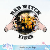 Bad witch vibes sublimation design, png for sublimation, Halloween characters sublimation, Holiday vibes png