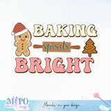 Baking spirits bright sublimation design, png for sublimation, Christmas PNG, Retro GingerBread PNG