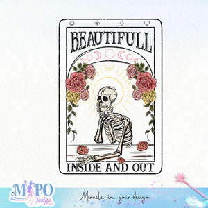 Beautiful Inside And Out sublimation design, png for sublimation, Skeleton design, Spooky PNG
