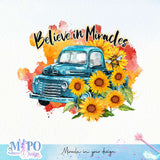 Believe in miracles sublimation design, png for sublimation, Retro sunflower PNG, hobbies vibes png