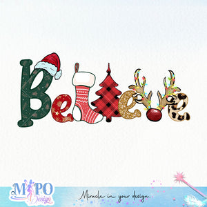 Believe sublimation design, png for sublimation, Christmas PNG, Christmas vibes PNG