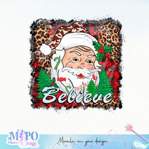 Believe sublimation design, png for sublimation, Christmas PNG, Leopard Christmas PNG