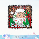 Believe sublimation design, png for sublimation, Christmas PNG, Leopard Christmas PNG