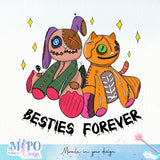 Besties forever sublimation design, png for sublimation, Halloween png, Voodoo dolls png png