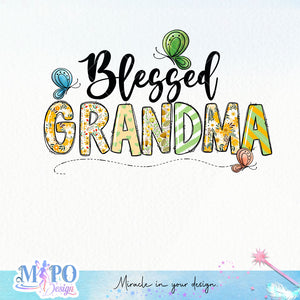 Blessed grandma sublimation design, png for sublimation, floral grandma sublimation, mother's day png