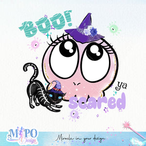 Boo scared ya sublimation design, png for sublimation, Retro Halloween design, Halloween Kid PNG