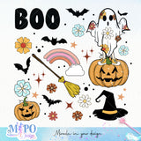Boo sublimation desiagn, png for sublimation, Boo halloween design, Halloween styles, Retro halloween design