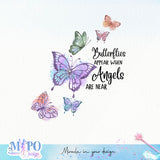 Butterflies appear when angels are near sublimation design, png for sublimation, memorial PNG