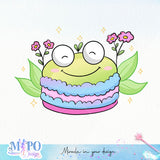 Cake frog sublimation design, png for sublimation, Hobby vibes png, animals and pets png