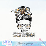 Crazy Cat Mom sublimation design, png for sublimation, messy mom vibes png, mother's day png