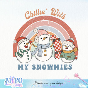 Chillin' With My Snowmies sublimation design, png for sublimation, Christmas PNG, Retro Christmas PNG