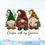 Chillin' with my Gnomies sublimation design, png for sublimation, Christmas PNG, Gnomes Christmas PNG
