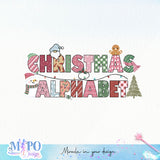 Christmas Alphabet sublimation design, png for sublimation, Christmas PNG, Retro pink christmas PNG