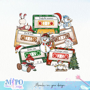 Christmas Music Cassette Tapes sublimation design, png for sublimation, Christmas PNG, Christmas vibes PNG