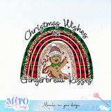 Christmas Wishes & Gingerbread Kisses sublimation design, png for sublimation, Rainbow PNG, Christmas rainbow PNG