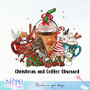 Christmas and Coffee Obsessed sublimation design, png for sublimation, Christmas PNG, Christmas vibes PNG