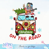 Christmas on the road sublimation design, png for sublimation, Hippe Christmas PNG, retro vibes PNG
