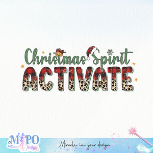 Christmas spirit activate sublimation design, png for sublimation, Christmas Quotes PNG, Christmas vibes PNG