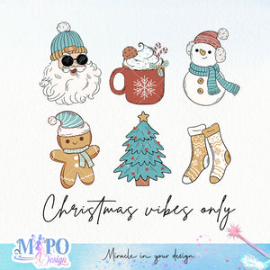 Christmas vibes only sublimation design, png for sublimation, Christmas PNG, Retro Christmas Blue PNG