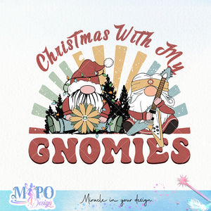 Christmas with my gnomies sublimation design, png for sublimation, Hippe Christmas PNG, retro vibes PNG