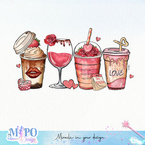 Coffee Valentine, Wine coffee sublimation design, png for sublimation, Valentine PNG, Valentine coffee PNG