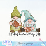 Crochet more worry less sublimation design, png for sublimation, Handmade essentials png, Crochet png