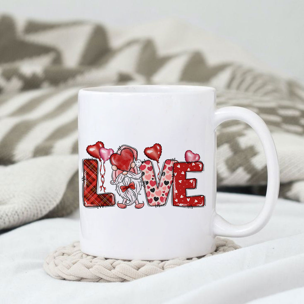 Valentine tumbler Sublimation Design PNG, Gnome Love Heart