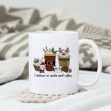 I believe in santa and coffee sublimation design, png for sublimation, Christmas PNG, Leopard Christmas PNG