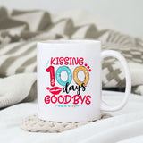 Kissing 100 days goodbye sublimation design, png for sublimation, Retro School design, School life PNG