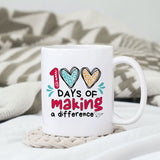 100 days of making a difference sublimation design, png for sublimation, Retro School design, School life PNG