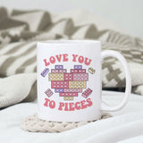 Love you to pieces sublimation design, png for sublimation, Valentine PNG, Retro Valentine Mama PNG