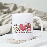 Peace Love Valentines sublimation design, png for sublimation, Valentine PNG, Valentine coffee PNG