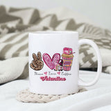 Peace love Coffee valentine sublimation design, png for sublimation, Valentine PNG, Valentine coffee PNG