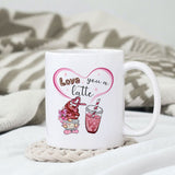 Love you a latte sublimation design, png for sublimation, Valentine PNG, Valentine coffee PNG