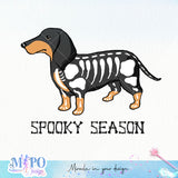 Dachshund Spooky season sublimation design, png for sublimation, retro halloween vibes png, halloween animals png