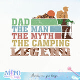 Dad the man the myth the camping legend sublimation design, png for sublimation, Father's day sublimation, Camping father png, Retro camping design