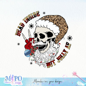 Dead inside but jolly af sublimation design, png for sublimation, Christmas PNG, Leopard Christmas PNG