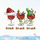 Drink drank drunk sublimation design, png for sublimation, Christmas PNG, Drink and Gnomes PNG