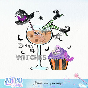 Drink up witches sublimation design, png for sublimation, Witch PNG, Halloween characters PNG